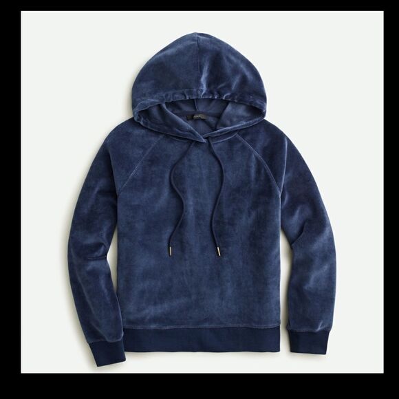 J Crew Velour Pullover Hoodie - Picture 1 of 8